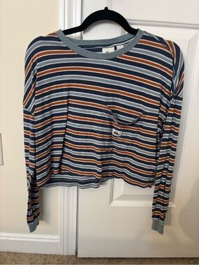 Quiksilver Striped Long Sleeve Tee in Blue, Navy and Rust